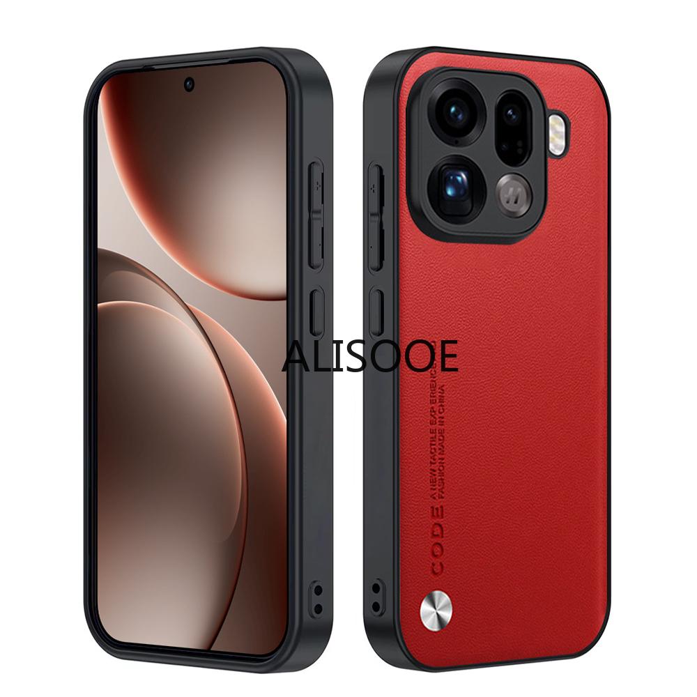 Кожаный чехол-фунда для OPPO Find X9 / X9 Pro Роскошный чехол из ПУ-кожи с текстурой волокна Защита Ударопрочная крышка Capa