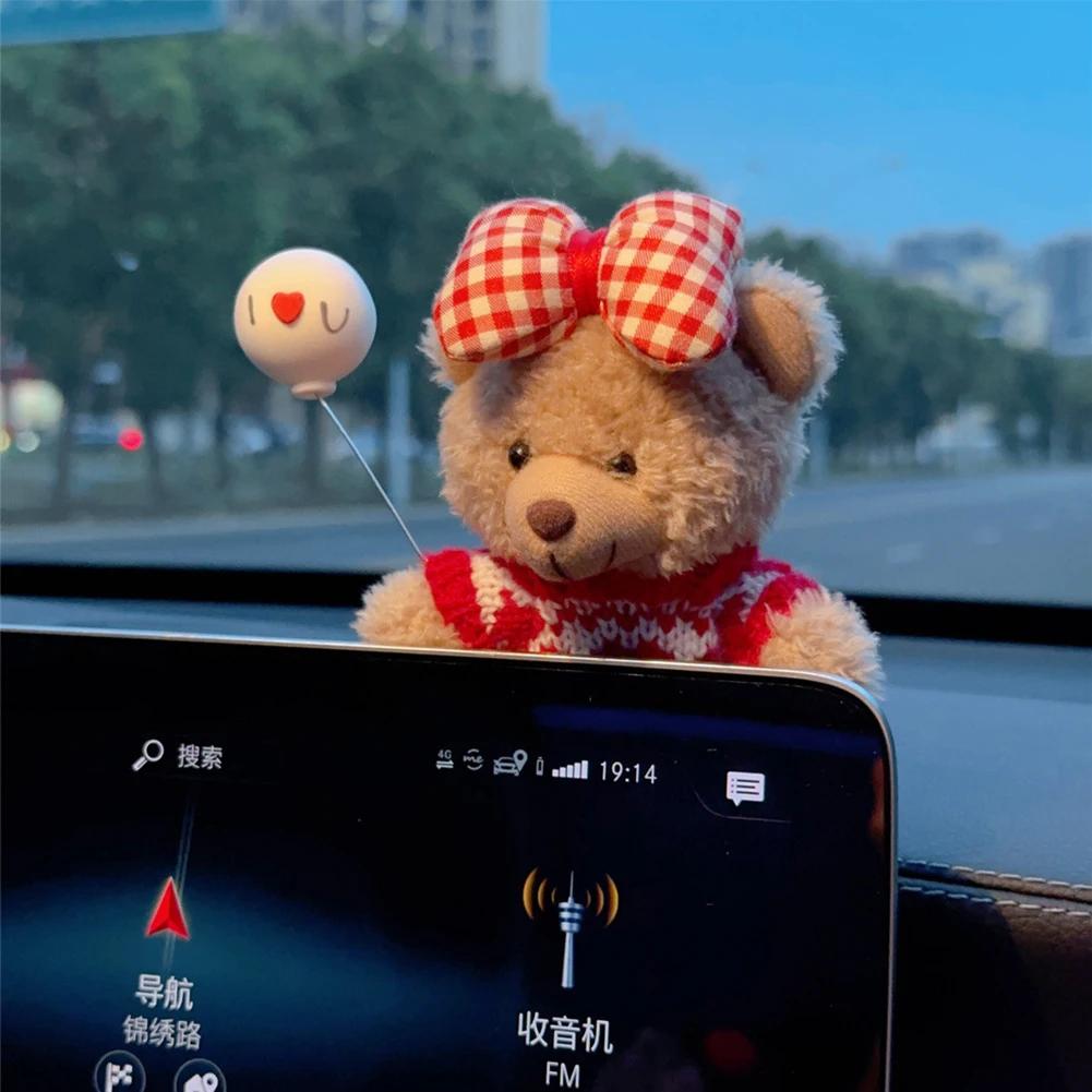 Украшения для приборной панели салона автомобиля, плюшевый медведь, украшения для центральной консоли автомобиля, украшения, автомобильные аксессуары для домашнего офиса, подарки