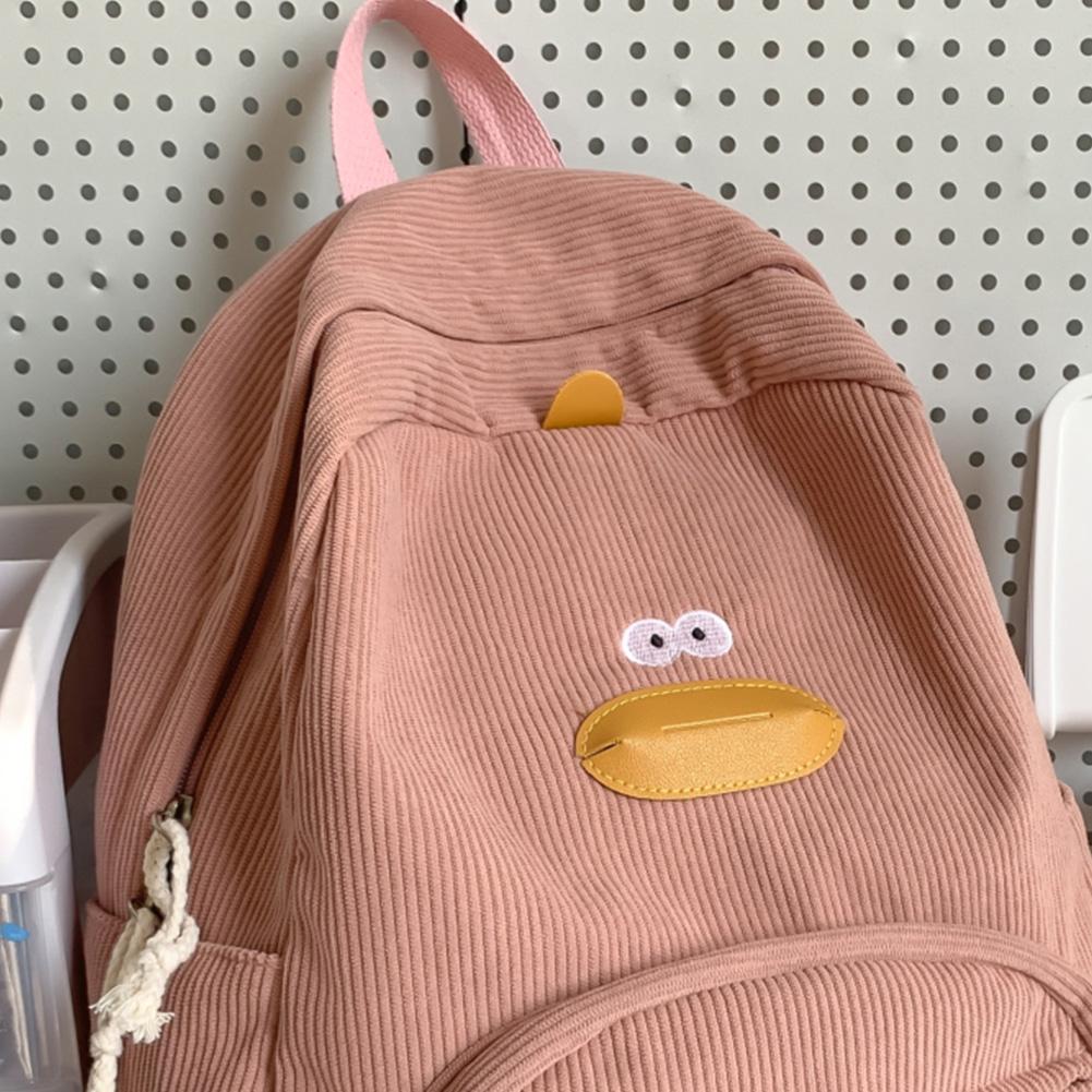 Вельветовый рюкзак Duck большой емкости для мальчиков и девочек, симпатичная дорожная сумка (черный)