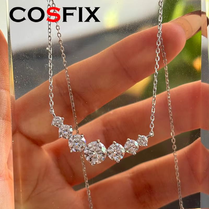 COSFIX супер белое ожерелье с бриллиантами и муассанитом из стерлингового серебра 925 пробы, помолвочный аксессуар, ювелирные украшения для женщин