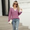 Spring Autumn Long Sleeve Lapel Fake Two Piece Pit Women Pullover T Shirt Blouse Top