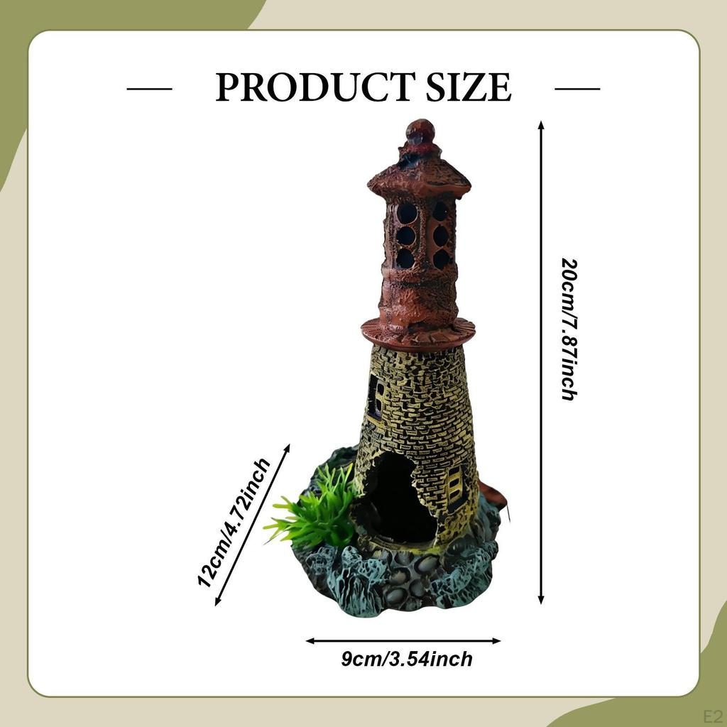 Aquarium Decoration Ornament Room Hut Decorative Scenic Tabletop Decor Lighthouse Model