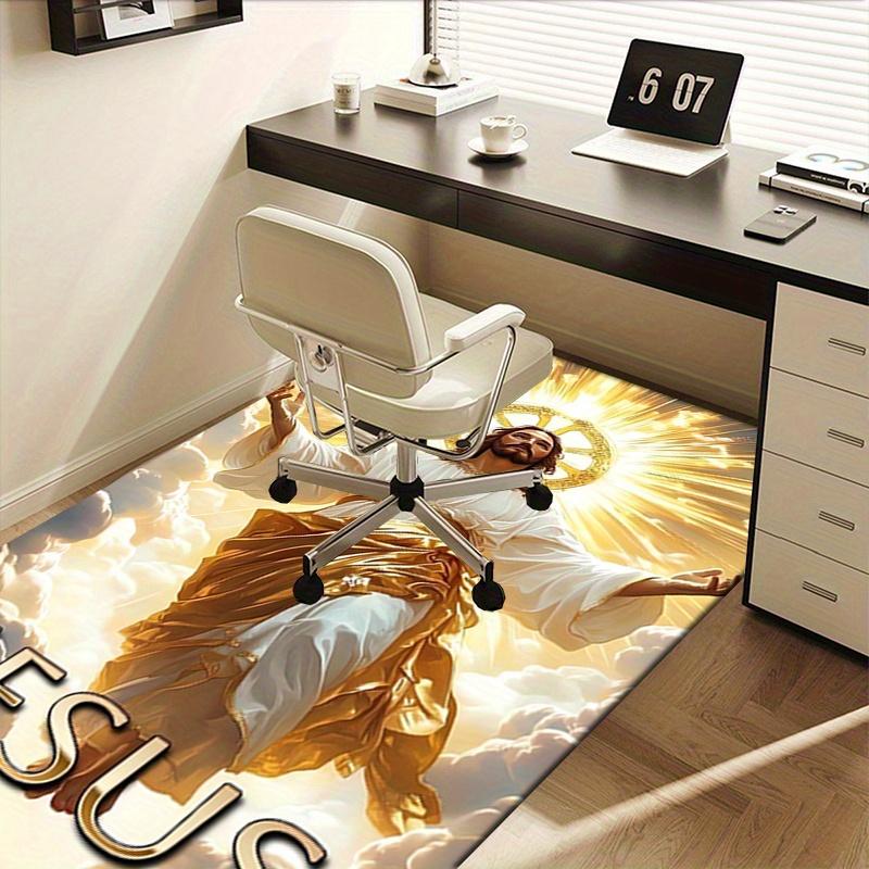 1pc Jesus Christ,Divine Light,Heavenly Ascension Office Carpet Soft Polyester Entrance Carpet Washab