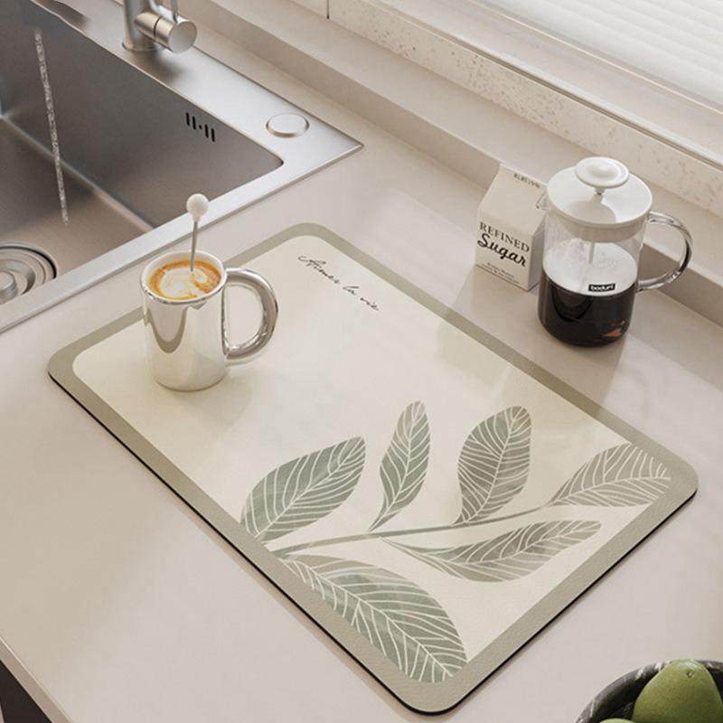 Extremely Simple Style Flower Kitchen Diatomaceous Mud Drainage Pad Absorbent Pad Bar Counter Coffee Machine Pad Placemat