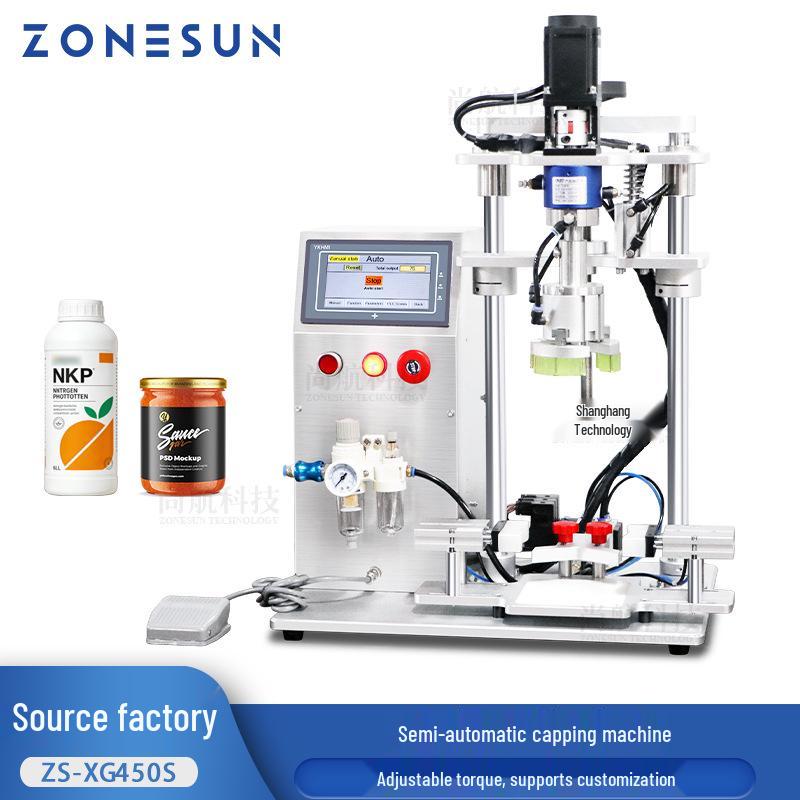 ZONESUN Semi-Automatic Servo Torque-Adjustable Metal Cap Sealing Machine