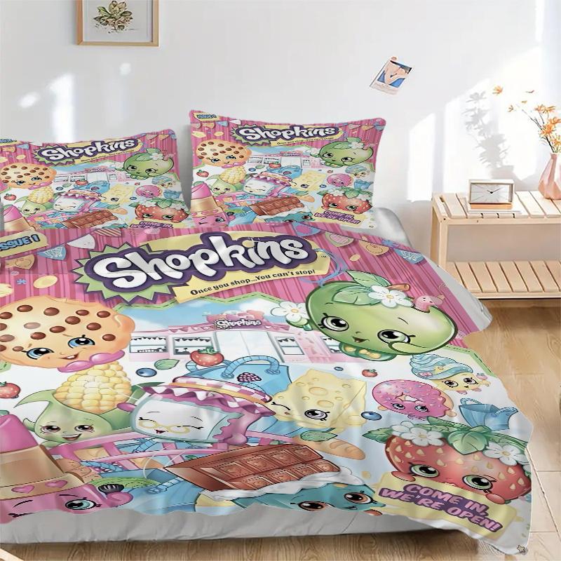 3 шт. Набор постельного белья Shopkins для дома - Универсальный трехсекционный комплект для спальни, гостевой комнаты, гостиной, отеля, праздничный подарок для поклонников, путешествий,