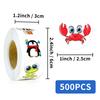 500 Sheets/Roll Cute Animal Roll Stickers, Children'S Cartoon Animal Waterproof Decorative Roll Stickers