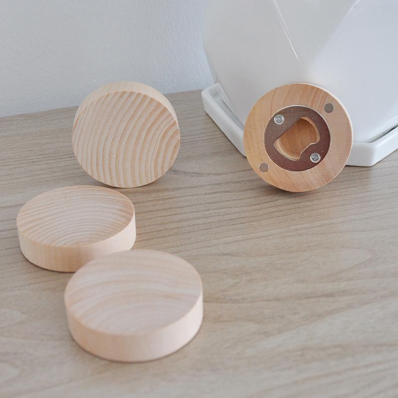 40Pcs Wooden Round Simple Fridge Sticker Bottle Opener Refrigerator Magnet Bottle Openers Universal Kitchen Accessories1