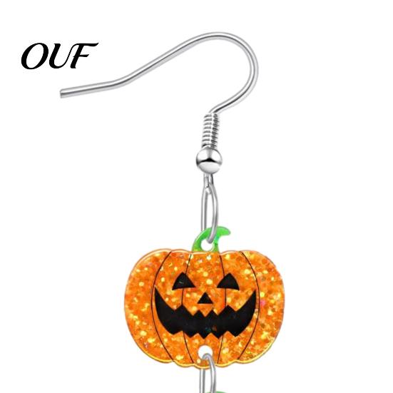 Fashionable Lightweight Earrings for Women 1 Pair Halloween Women, Acrylic Gothic Dangle Earrings, Theme Jewelry Friends Spooky Bat Pumpkin