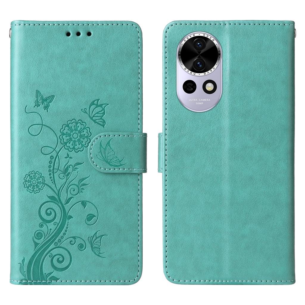 Кожаный чехол для Huawei nova 13 5G/nova 12 5G с тиснением в виде бабочек и цветов, кошелек-подставка