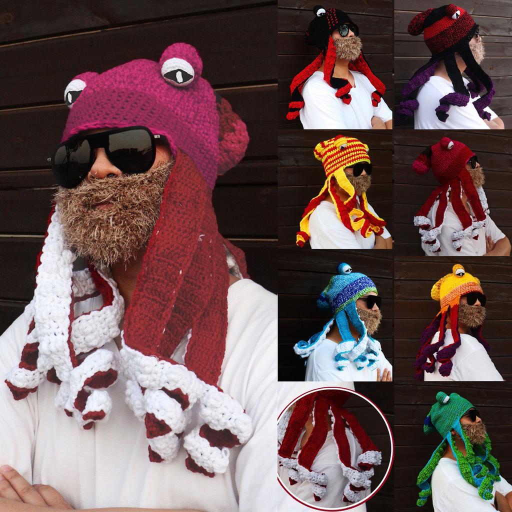 Вечерние хитрые забавные головные уборы Вязаные крючком шерстяные шляпы с цветными блоками