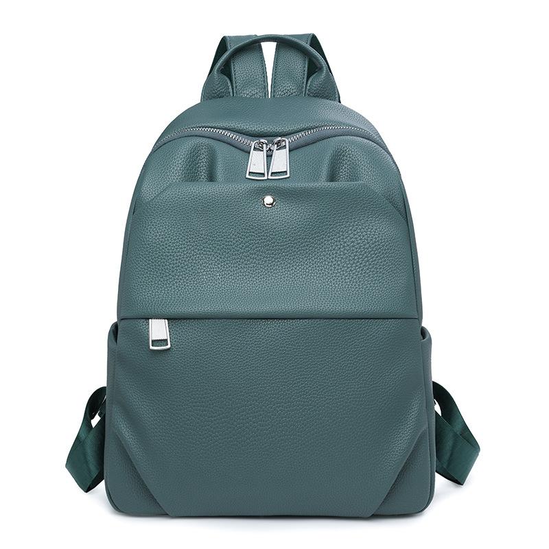 Backpack Women's New Outdoor Leisure Backpack Solid Color Large Capacity Simple Texture Backpack Small Schoolbag
