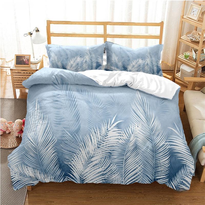 Tropical Leaf Duvet Cover Set All Season Soft Bedding with Pillowcases Single Double Queen King Size
