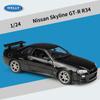 Welly 1/24 Nissan Skyline GTR R34 Сплав Модель Спортивного Автомобиля Литые Металлические Гоночные Автомобили Транспортные Средства Модель Симуляция Детские Игрушки Подарок