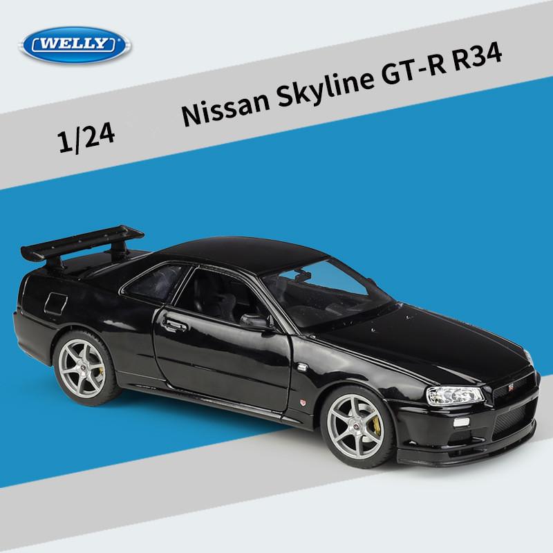 Welly 1/24 Nissan Skyline GTR R34 Сплав Модель Спортивного Автомобиля Литые Металлические Гоночные Автомобили Транспортные Средства Модель Симуляция Детские Игрушки Подарок