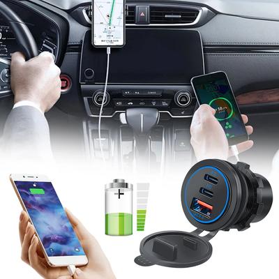 75 Вт 12 В 24 В Розетка автомобильного зарядного устройства с 3 портами PD Type C QC 3.0 Быстрая зарядка Водонепроницаемая USB розетка для автомобилей и лодок