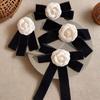 Camellia Flower Brooches Balck Bow Lapel Pins For Women Corsage Shirt Scarf Buckle Badge Accessories