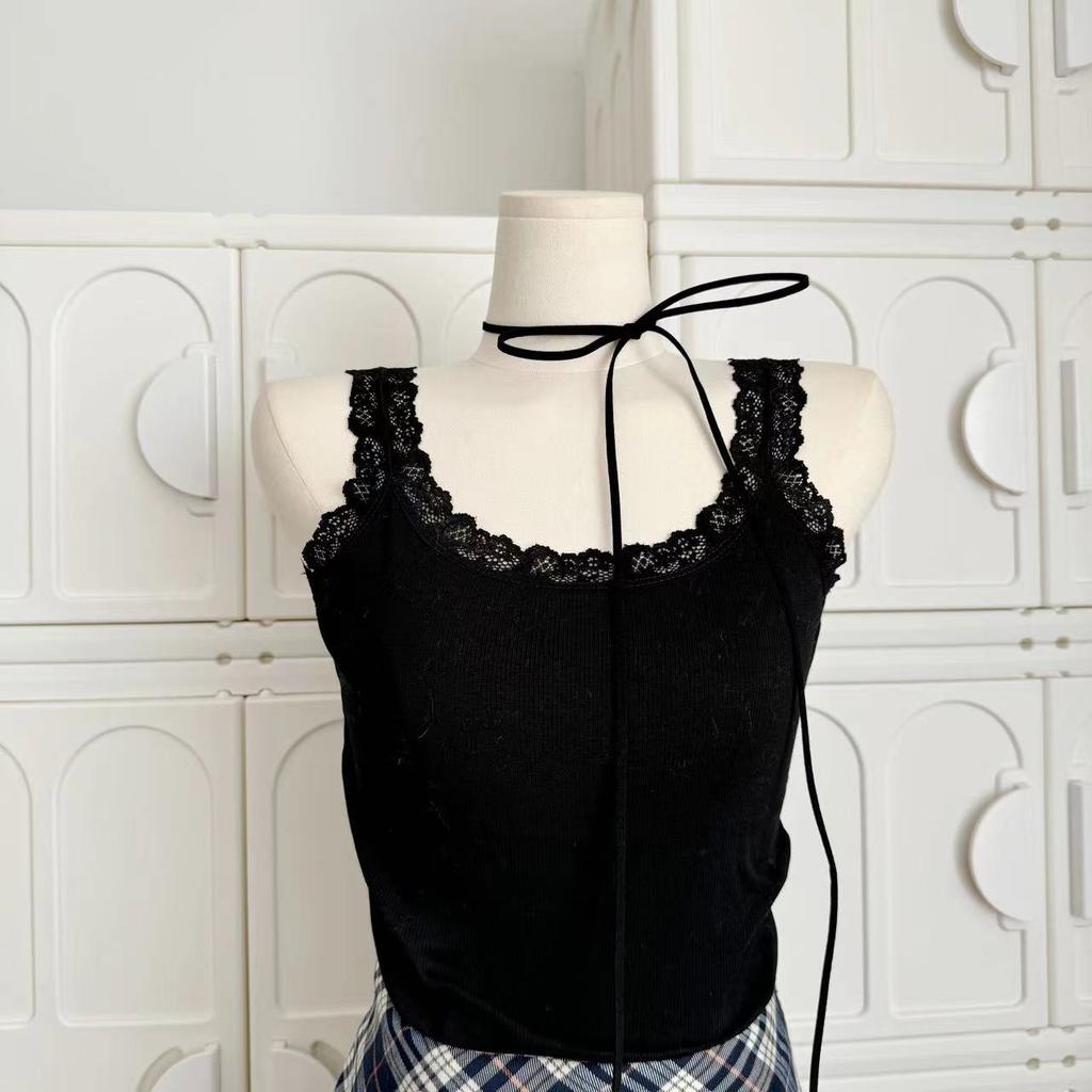 Французский Ретро Элегантный Y2k Комплект из 3 предметов Женский Винтажный Однотонный Свитер с Длинным Рукавом + Кружевной Повседневный Жилет + Клетчатая Шикарная Юбка Осень 2024