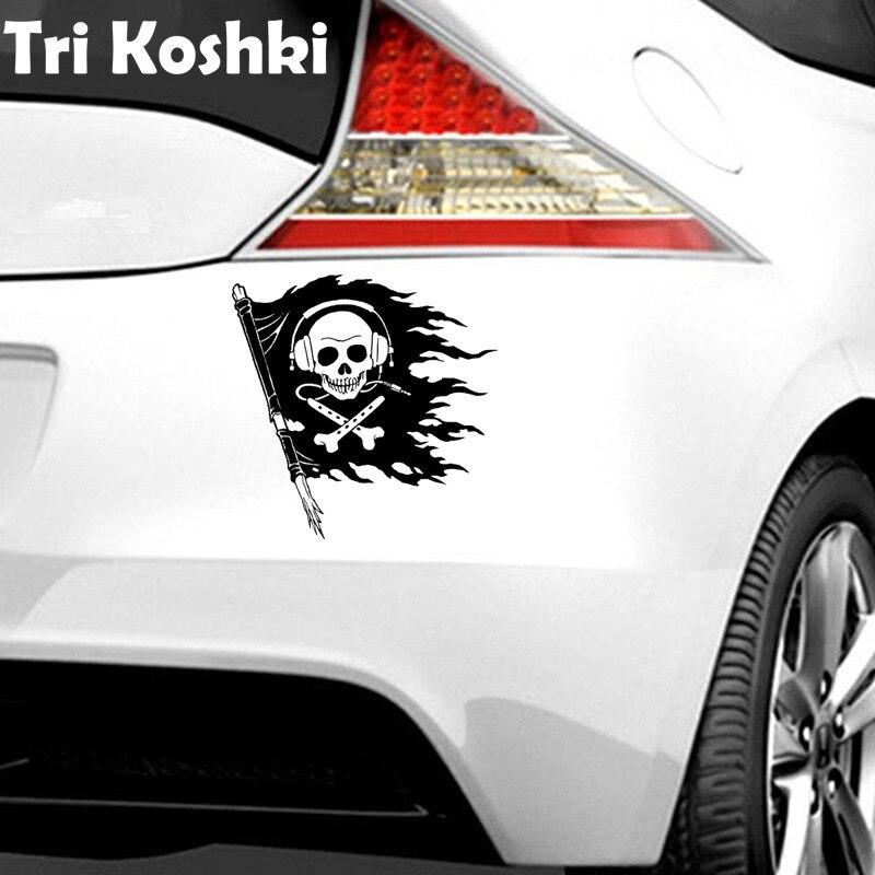 Tri Koshki KCS517 череп пиратский флаг автомобильная наклейка ПВХ наклейки мотоциклетная наклейка на автомобиль грузовик бампер ноутбук холодильник стена