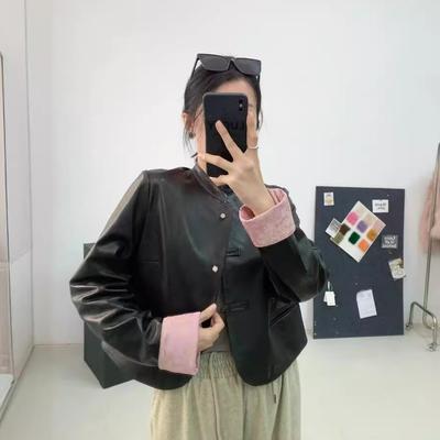 Новое новое кожаное пальто женское натуральное кожаное ретро короткое пальто