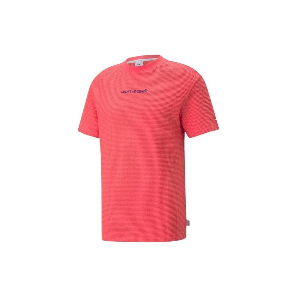 Puma Select MMQ Essential Letter Print Short Sleeve T-Shirt Unisex Tops Orange Pink 535792-35