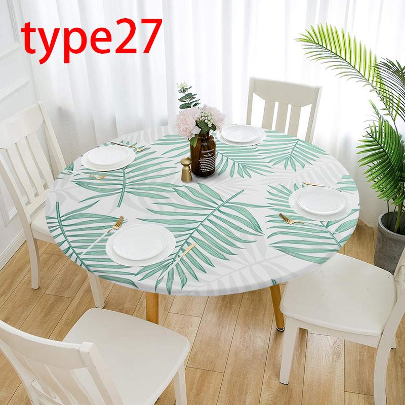 Classic Round Pattern Home Kitchen Elastic Tablecloth Waterproof Nonslip Table Cloth Cover