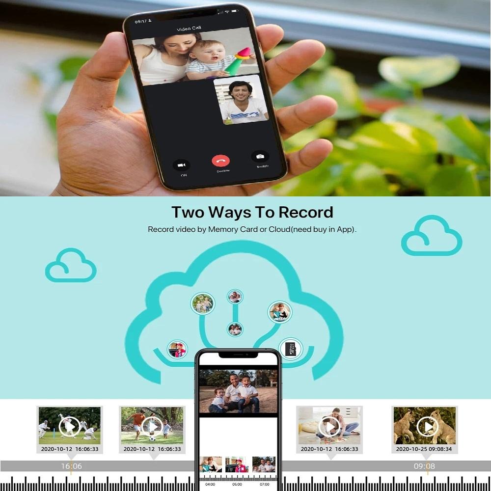 Видеозвонок Интеллектуальная Wi-Fi камера с 2,8-дюймовым IPS-экраном HD 1080P IP-камера для вызова одной кнопкой Двусторонняя видеосвязь Беспроводная камера ночного видения