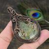 Prehnite Gemstone Copper Wire Wrap Jewelry Pendant 2.96