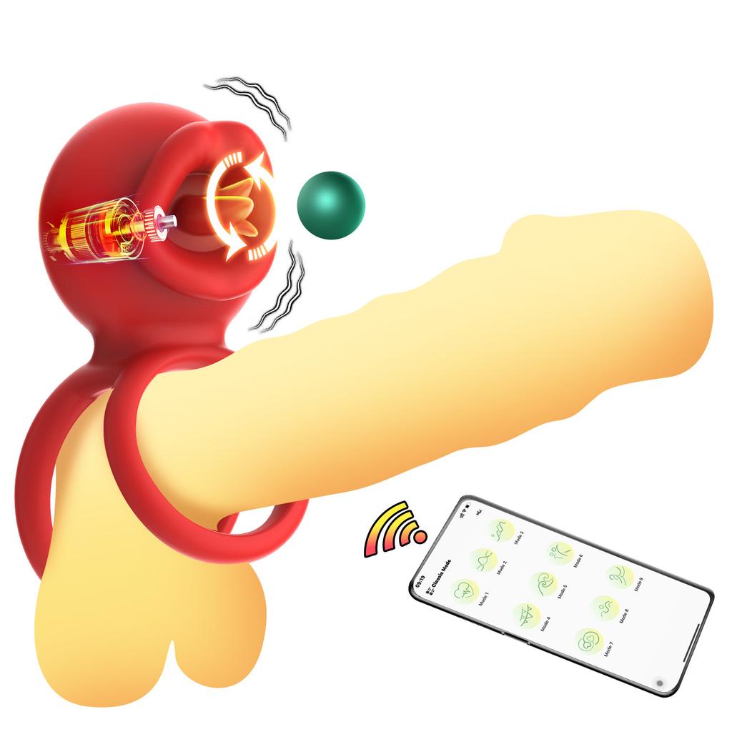 APP Remote Control 9 Modes Vibrating Sperm Lock Ring Delays Ejaculation and Enhances Erection Cock Ring Penis Enlargement Sleeve