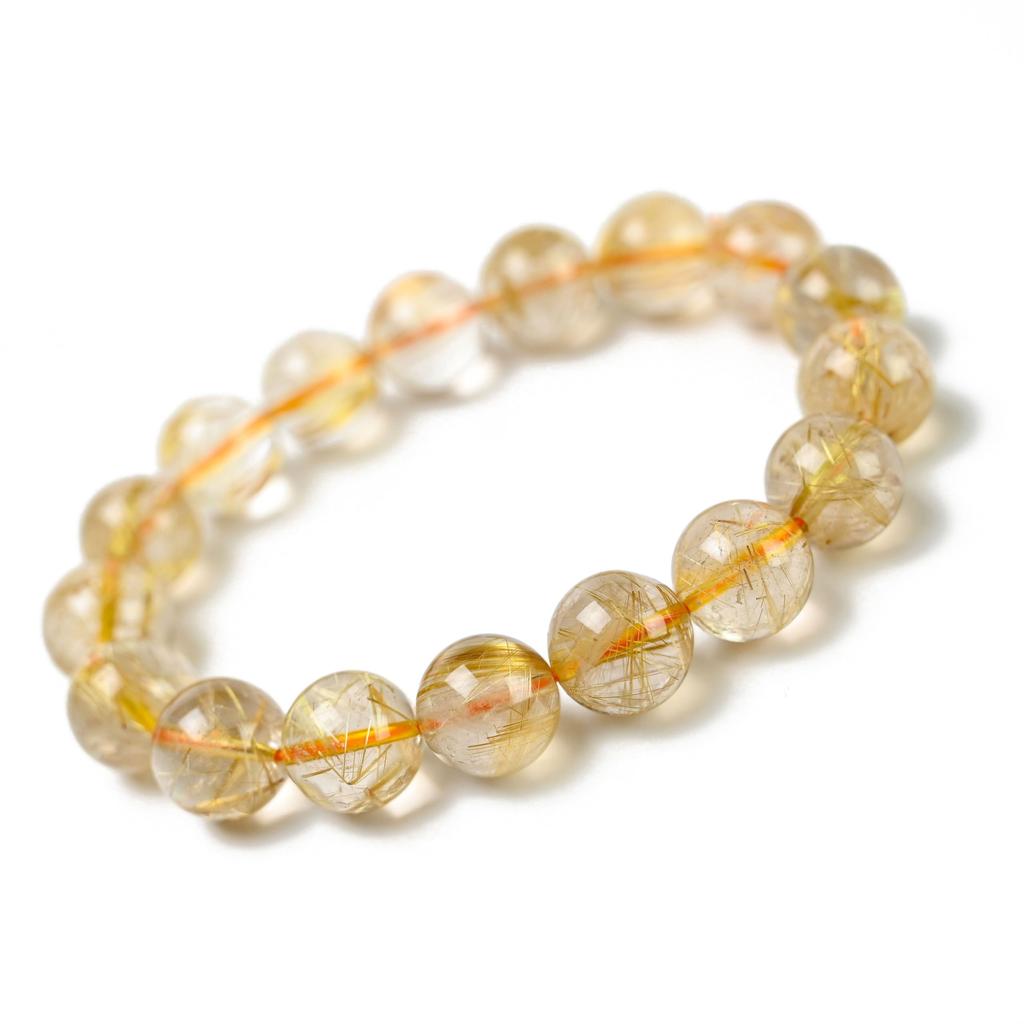 Jewelry Town Shosenkyo Rutilated Quartz 17cm Inner Power Stone for Good and Work [Eigado] Bracelet, 12.5mm Beads, Diameter, Fortune, Money,