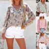 Fashion Women V-neck Chiffon Top Casual Sleeve Chiffon Shirt