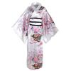 YuanD Kimono Robe Dress Floral Pattern Courtesan Costume Satin Yukata Long Length Bathrobe Pajamas Night Dress Summer Festival Dancewear with Belt