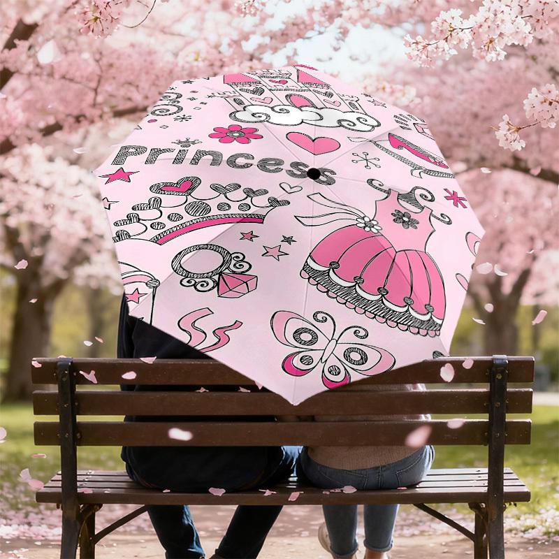 1PC Princess Castle Umbrella-8-Rib Reinforced Portable Folding Travel Suitable for All Seasons Outdoor Daily Use  -J0329