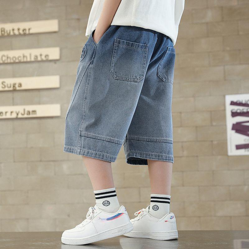 Мальчиковые брюки средней длины Летняя мужская летняя одежда Джинсовые брюки длиной три четверти Детские свободные шорты