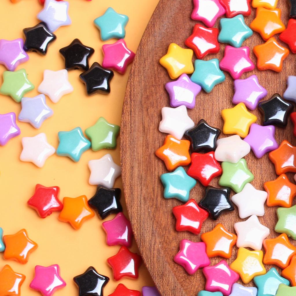 20 шт., 10,2 мм, акриловые маленькие звездочки, свободные бусины для браслета, ожерелья, брелока, материал для самостоятельного изготовления бисера