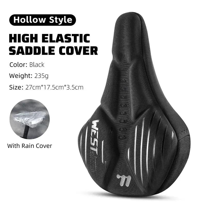 WEST BIKING Comfortable Bicycle Seat Cover Soft Silicone Slow Rebound Sponge Saddle Cover With Rain Cover For MTB Road Bike