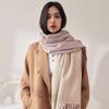 Imitation Cashmere Solid Color Tassel Scarf For Women's Winter Extended Warm Shawl