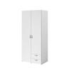 Armoire VARIA - Décor blanc - 2 portes battantes + 2 tiroirs - L 81 cm x H 185 x P 51 cm - PARISOT