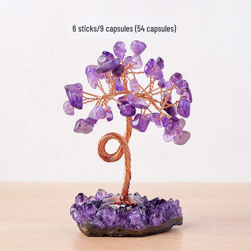 Amethyst Cluster Gemstone Tree Ornament – Crystal Home Decor Craft