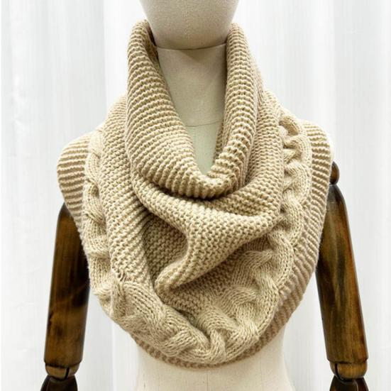 Yousheng Winter Wool Knitting Scarf Women Men Solid Color Dual Use Shawl Scarf Twist Texture Versatile Warm Hat Scarf