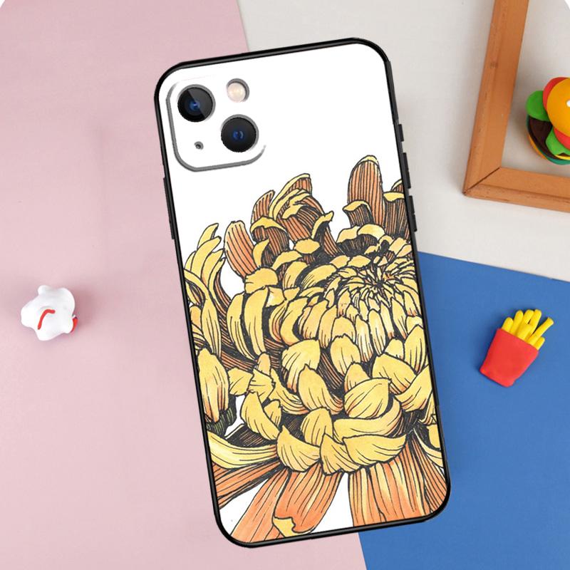 Чехол для телефона с хризантемами для iPhone 16 Pro Max 11 12 13 14 15 Pro Max Mini XR 16e 15 16 Plus Защитный корпус