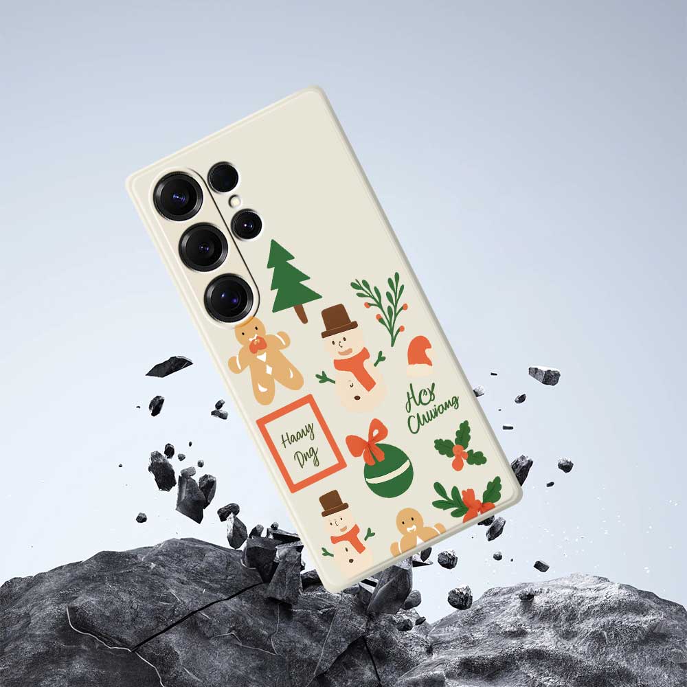 For Samsung Galaxy S25 Ultra Case Christmas Snowman Pattern Printing Straight Edge TPU Phone Back Cover