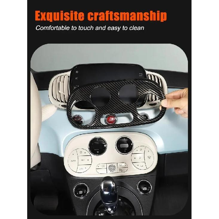 For Fiat 500 2016-2024 ABS Carbon Fiber Car Air Conditioning Adjustment Switch Button Frame Cover Interior Car Accessories
