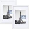 Raoendis A4 Picture Frames, Set of 2, Wall-Mounted Photo Frames, Lightweight Poster Frames, Vertical or Horizontal Mounting, White [Size: 29.7x21cm]