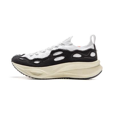 Li Ning Скользкие Устойчивые к истиранию Низкие Повседневные Кроссовки Унисекс Черно-Белые AZGV075-6