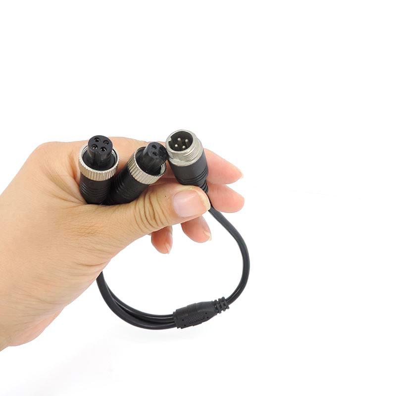 M12 4Pin Y Splitter Aviation Head To Aviation Head Male To 2 Female To 2 Male 4 Core Extension Cable Adapter for CCTV Camera