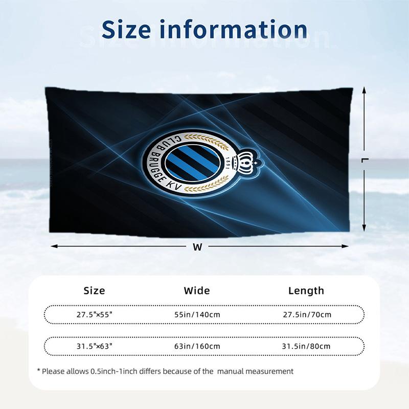 Club Brugge FC print Quick Dry Beach Towel Microfiber Absorbent Portable Travel Swimming Towel