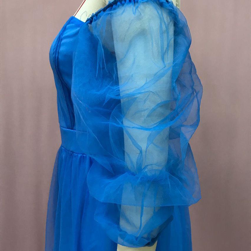 Женское свадебное платье с открытыми плечами из сетки, платье с рукавами-фонариками, разрезом до бедра и корсетным бюстье, сексуальное вечернее платье, подчеркивающее фигуру