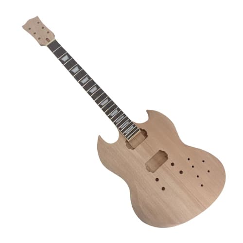 Yinfente 1-Piece Brown Guitar Kit - Mahogany Body & Neck, Rosewood Fretboard, 22 Frets, 24.75" Scale, DIY Guitar