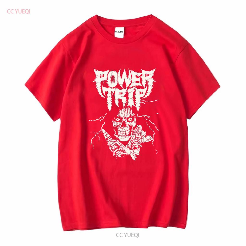 retro Power Trip band T shirt black Short sleeve S to 5Xl TA3553 long sleeves vintage Washed graphic Casual Stylish Comfortable